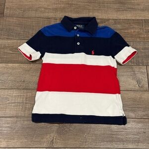 Polo Ralph Lauren Polo Shirt Boys Small (8) Striped Short Sleeve Red White &Blue